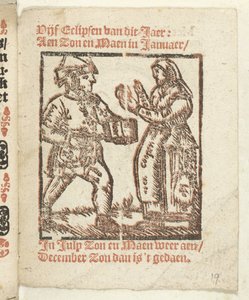 Seite mit stehenden Figuren eines Händlers und einer Frau, 1712 von Anonymous