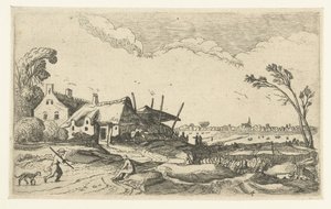 Bauernhof an einem Weg und Aussicht über Felder (Landschaften) von Anonymous