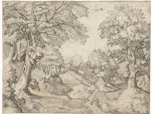 Waldlandschaft mit einem Bach von Anonymous