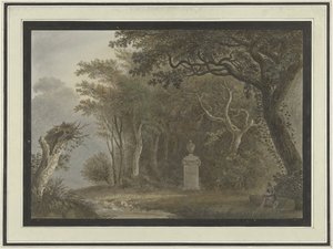 Waldlandschaft mit Denkmal für Salomon Gessner von Anonymous