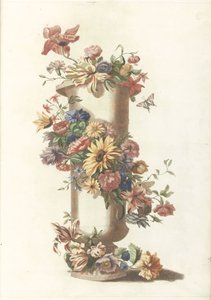 Zylindrische Vase mit Blumenkranz