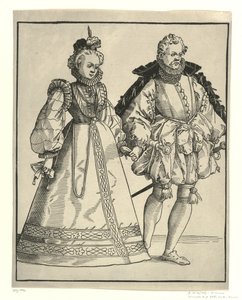 Tanzender Edelmann und Frau in deutscher Hofkleidung von Anonymous
