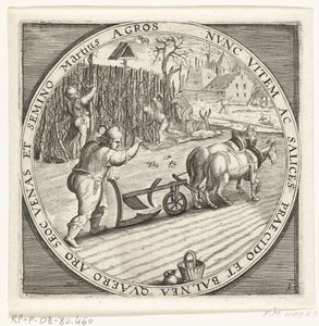 Der Monat März, Pflügen, ca. 1600 (Die zwölf Monate des Jahres in Szenen aus dem Volksleben)