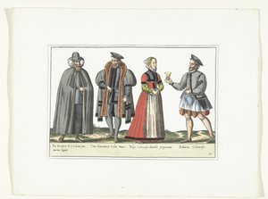 Drei Männer und eine Frau in deutscher Mode, ca. 1580 von Anonymous