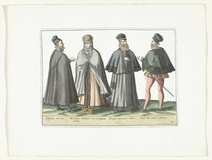 Drie mannen en een vrouw gekleed volgens de buitenlandse mode, ca. 1580 von Anonymous