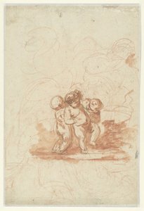 Drei Putti in einer Landschaft