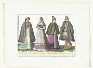 Drei Frauen und ein Mann in deutscher Mode, ca. 1580 von Anonymous