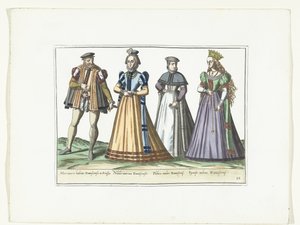 Ein Mann und drei Frauen in deutscher Mode in Danzig, ca. 1580