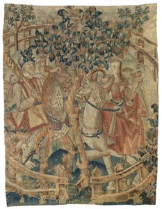Ein Wildmann und -frau in einem geschlossenen Garten (Fragment) von Anonymous