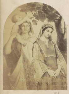 Fotoreproduktion einer (vermutlich) Zeichnung von Maria, Jesus und Elisabeth