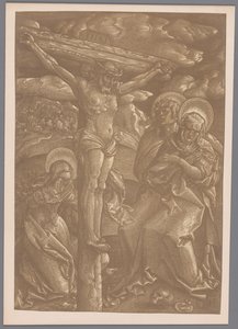 Fotoreproduktion des Clair-Obscur-Holzschnitts Christus am Kreuz von Hans Baldung Grien