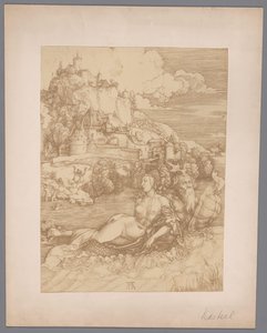 Fotoreproduktion des Kupferstichs Entführung durch das Seeungeheuer von Albrecht Dürer von Anonymous