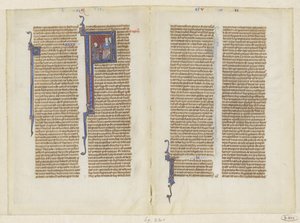 Fragment aus einer Bibel, das Buch der Könige, Kapitel 2: David kniet vor Saul
