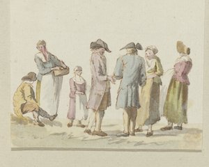 Gesellschaft von drei Männern und vier Frauen