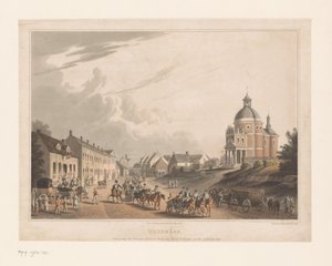 Ansicht von Waterloo, wo französische Truppen eine Kanone bewegen