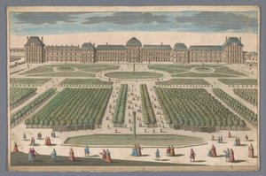 Ansicht des Palais des Tuileries in Paris vom Jardin des Tuileries aus gesehen