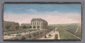 Blick auf die Terrasse mit Orangenbäumen des Chateau de Belle-Vue in Meudon
