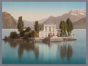 Ansicht der Île de Salagnon im Genfersee, im Hintergrund die Dents du Midi von Anonymous
