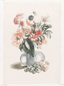 Glasvase mit verschiedenen Blumen und einer Sonnenblume von Anonymous