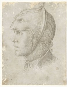 Kopf eines Mannes mit Helm