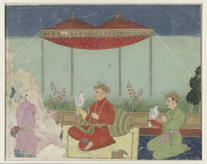 Jahangir sitzend unter einem Baldachin auf einer Terrasse von Anonymous