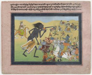 Kali kämpft gegen die Dämonen Chanda und Munda von Anonymous
