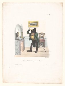 Karikatur eines Mannes, der wie Napoleon aussehen will von Anonymous