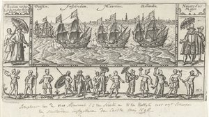 Kopie nach dem ursprünglichen Titelblatt für Houtmans Journael vande reyse der Hollandtsche schepen ghedaen in Oost Indien, 1598 von Anonymous
