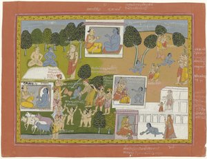 Krishna entwurzelt die Arjuna-Bäume