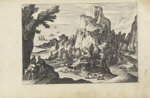 Küstenlandschaft mit einem hohen Berg von Anonymous