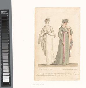 La Belle Assemblée, 1. März 1807, Nr. 14: Ein Abendballkleid / Ein Pariser Winterkleid von Anonymous