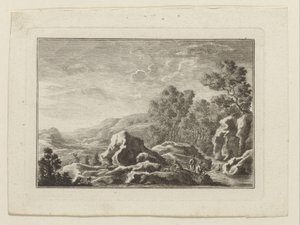 Landschaft mit drei Männern an einem Bach von Anonymous