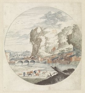 Landschaft mit Fluss und Felsen