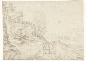 Landweg entlang Stadtmauer und Kloster von Anonymous