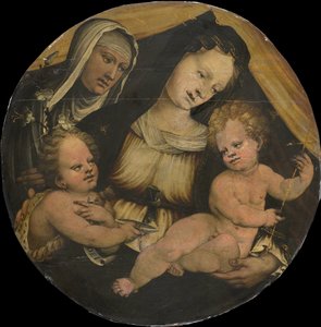 Madonna und Kind mit dem kleinen Johannes dem Täufer und der heiligen Clara von Anonymous