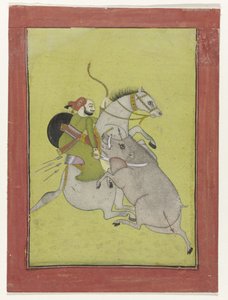 Maharao Umed Singh von Bundi, ein Wildschwein tötend von Anonymous
