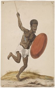 Madagassischer Krieger mit Assegai und Schild