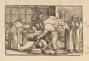 Mann beim Ohrenarzt und Petrus, der Malchus das Ohr abschlägt