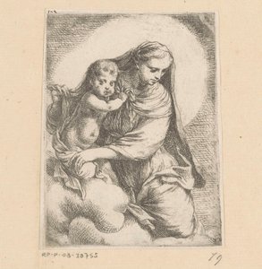 Maria mit Kind in den Wolken von Anonymous
