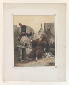 Mönch und Offizier an einem Tisch mit Attributen (Ein Wunder)