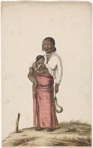 Maurische Frau mit Säugling und Aubergine