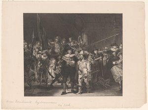Offiziere und andere Schützen von Bezirk II in Amsterdam unter der Leitung von Kapitän Frans Banninck Cocq und Leutnant Willem van Ruytenburch, bekannt als die 