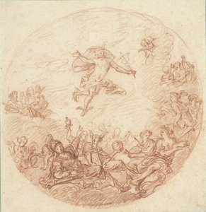 Entwurf für eine runde Decke mit Merkur und Minerva von Anonymous