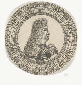 Münze mit dem Porträt von Ferdinand Karl III und den Namen der Herzöge von Mantua