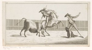 Picador sticht seinen Speer in einen Stier, Coleccion de las principales suertes de una corrida de toros (Serientitel) von Anonymous