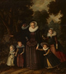 Porträt eines Paares und vier Kinder