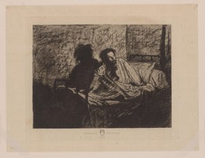 Porträt von Charles Meryon im Bett sitzend von Anonymous