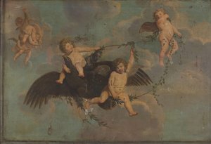Putti mit einem Adler auf Wolken