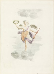 Putto mit Lorbeerkranz und Fanfare
