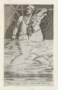 Relief von Horatius Cocles zu Pferd, der die Pons Sublicius im Wasser verteidigt